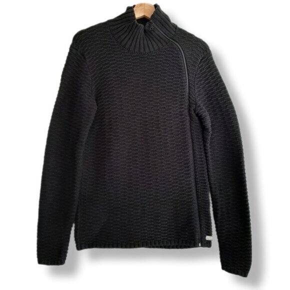 ARMANI EXCHANGE 100% Cotton Side Zip Sweater Textured Knit Sz S - Picture 1 of 11